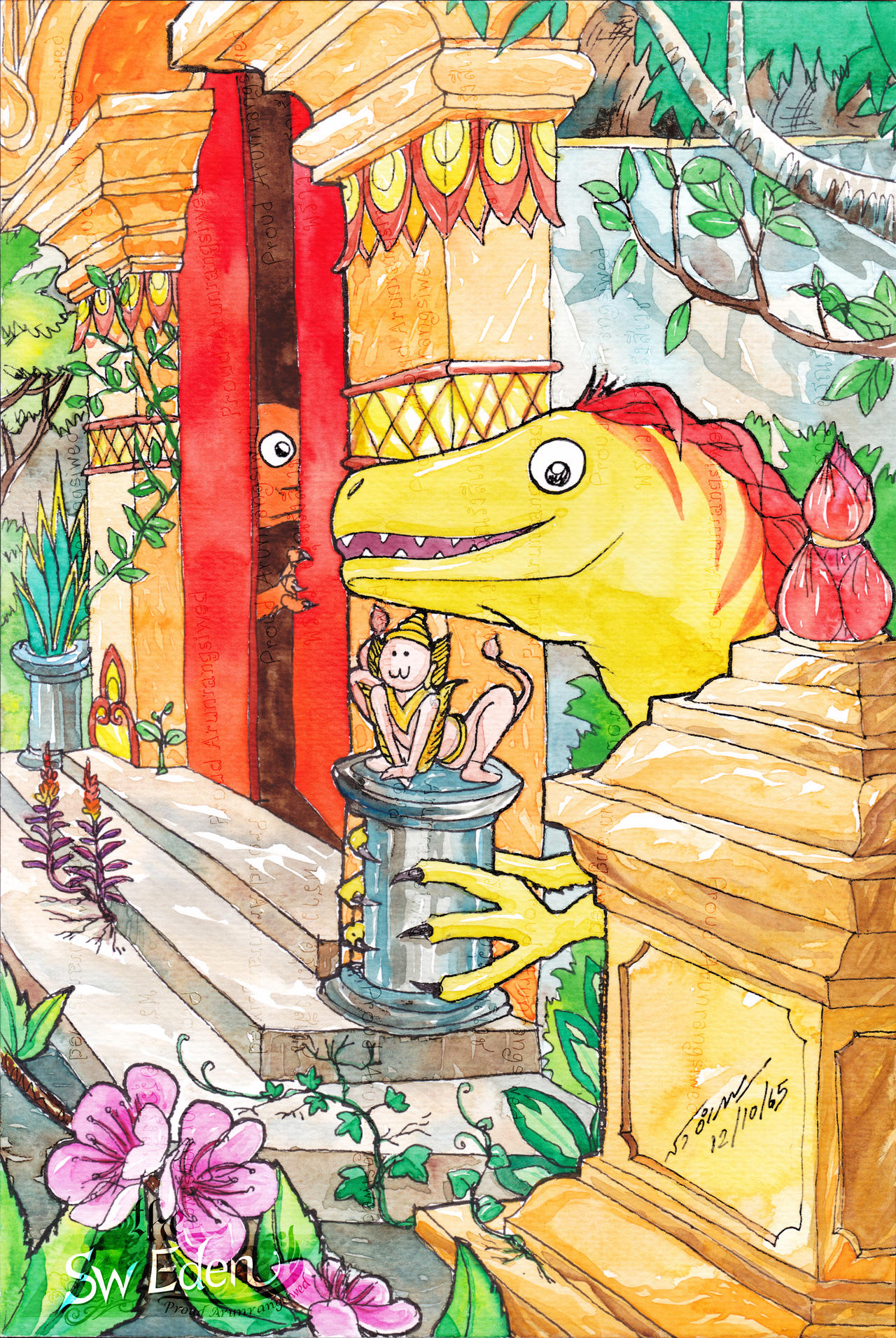Raptor Dinosaur in Myanmar Palace by Sw-Eden on DeviantArt