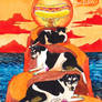 Thuu the Dog Hotdog God WorshipWatercolor Painting