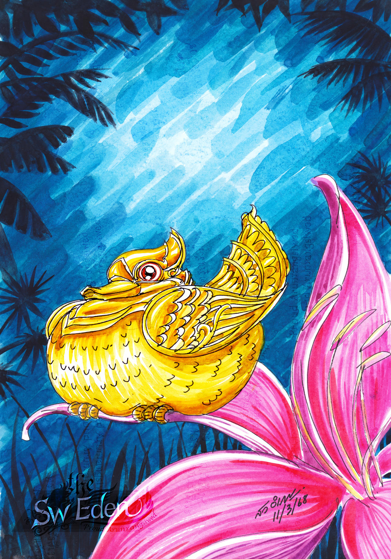 Hintha Vector Golden Hintha or Hamsa on Pink Petal Flower by Sw-Eden on DeviantArt