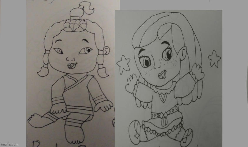 Baby Raya and Baby Asha (Art Sketch Line) by prettyprejoy on DeviantArt