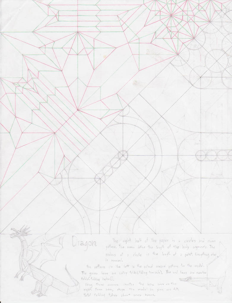 Dragon crease pattern by origami-artist-galen