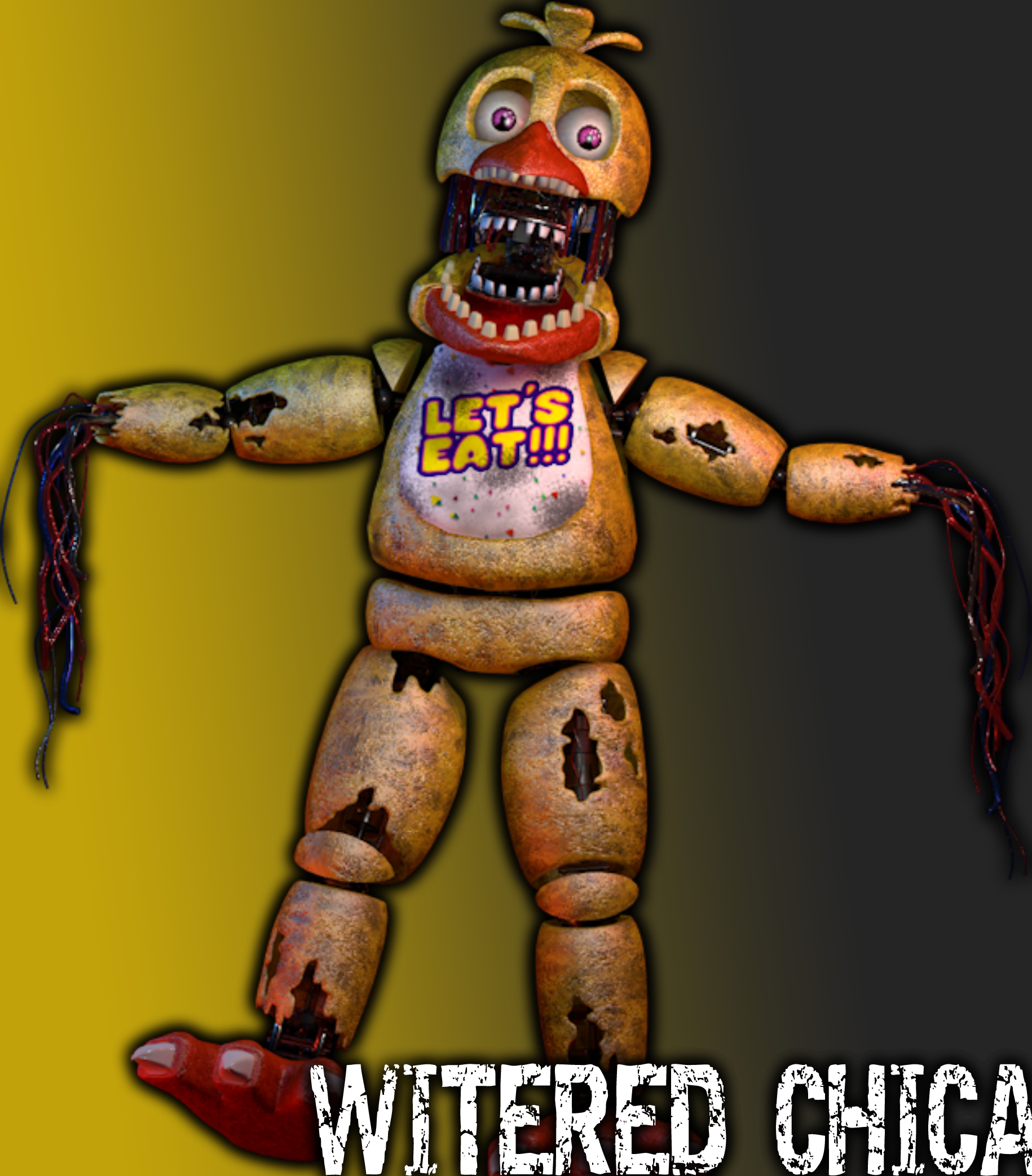 C4D Withered Chica New textures! by YinyangGio1987 on DeviantArt