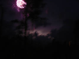 Purple fireworks with lighning