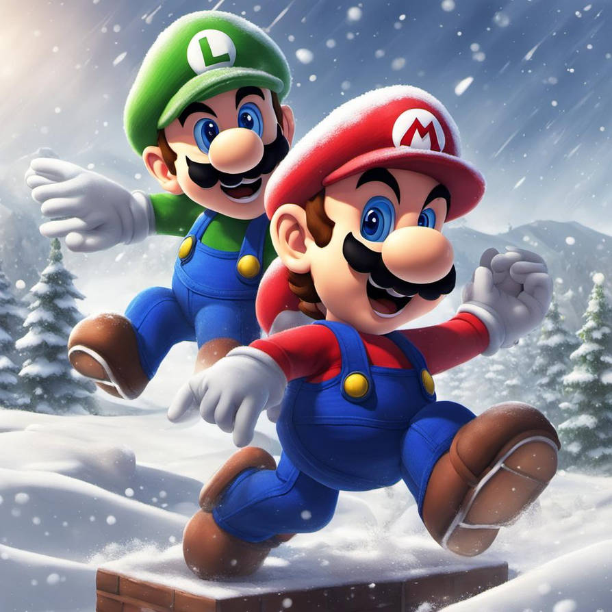 Mario and Luigi in the snow by LegoFan735 on DeviantArt