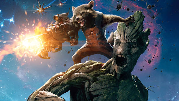 Groot and Rocket Raccoon