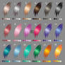 Hair color swatches