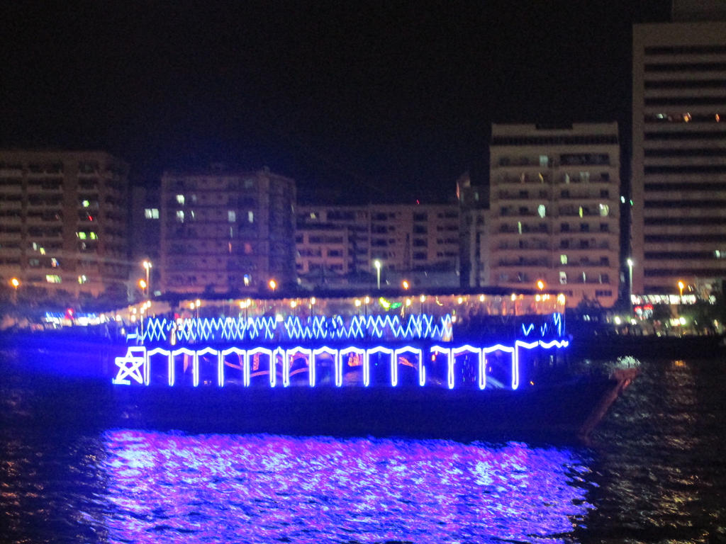 Dinner on a boat.