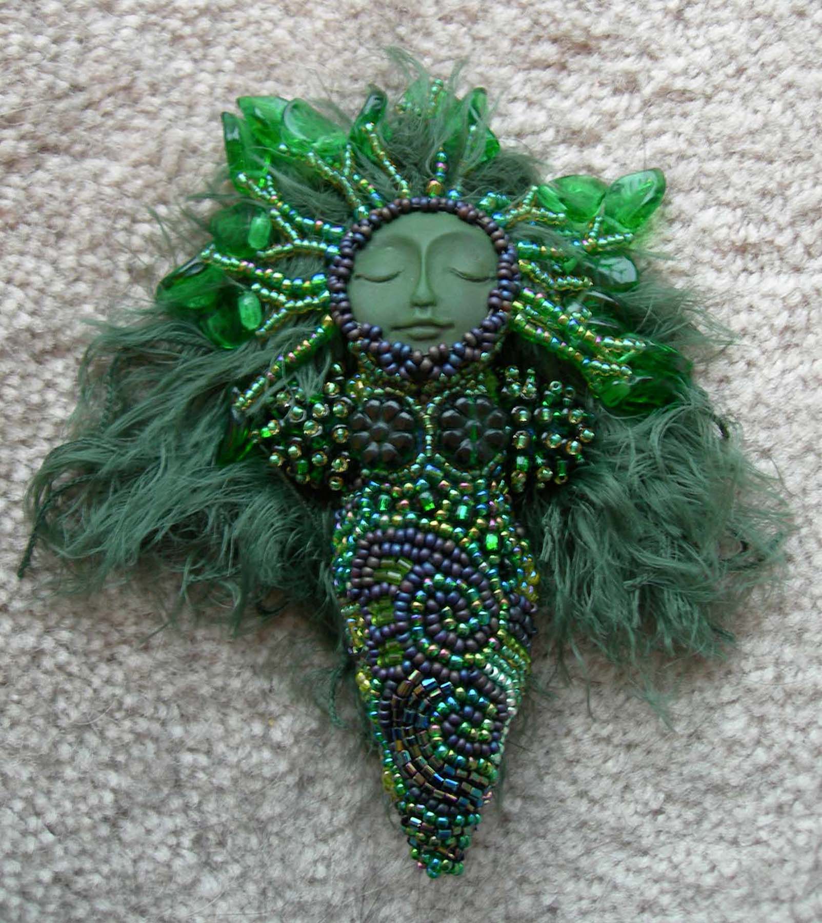 Leafy Beaded Goddess Doll