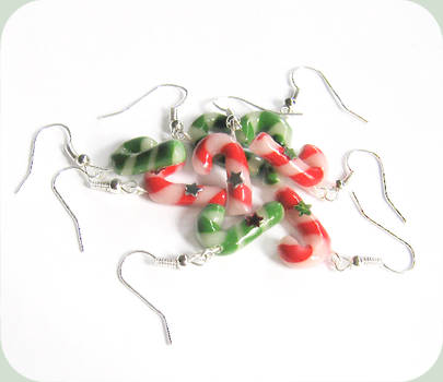 candy cane earrings by BadgersBakery