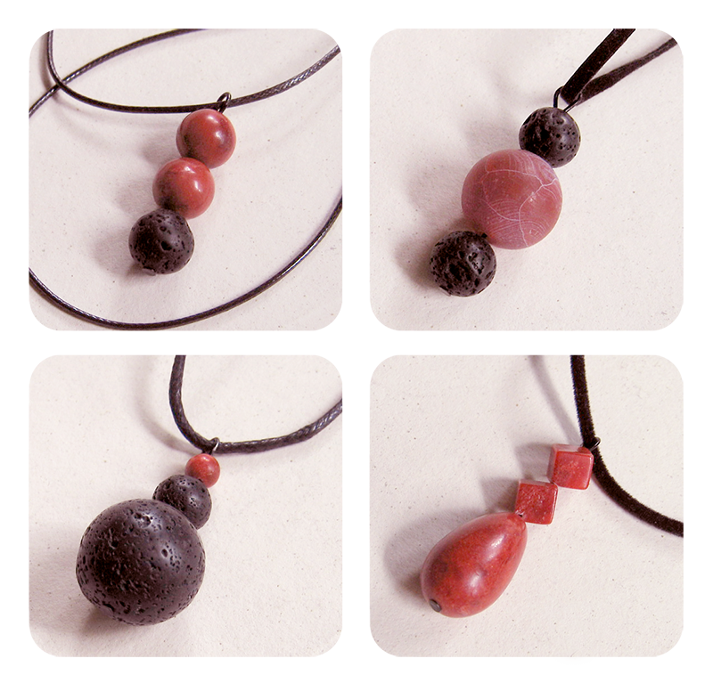 Space themed pendants - coral, lava, fire agate