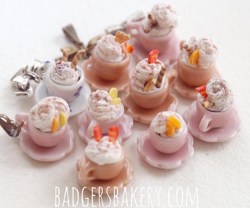 chocolate cups in pink and beige