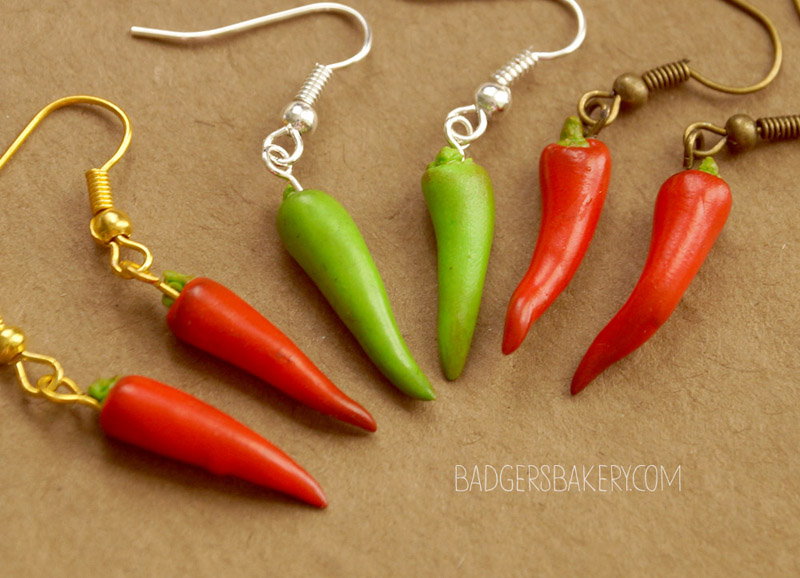 red and green chili pepper earrings