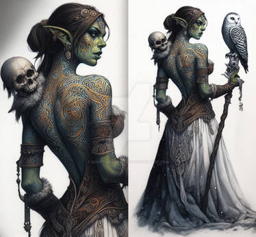 Tattooed Orc Shamaness With Snowy Owl 6$