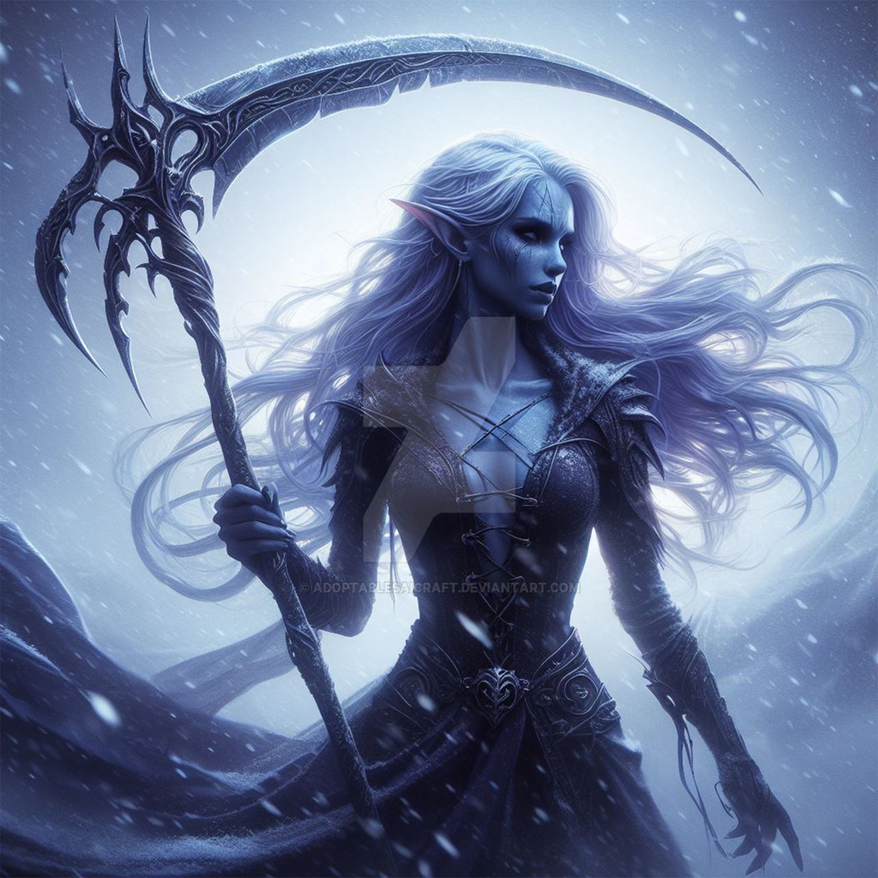 Drow Deviantart Drow Female with Battle Scythe 5$ by AdoptablesAICraft on DeviantArt
