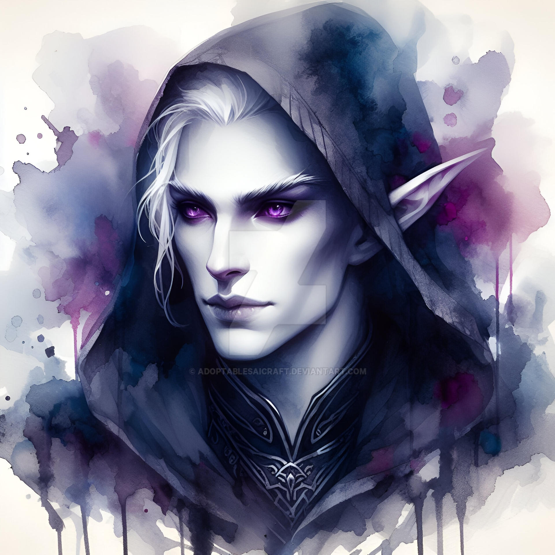 Drow Male Character Art Portrait 5$ by AdoptablesAICraft on DeviantArt