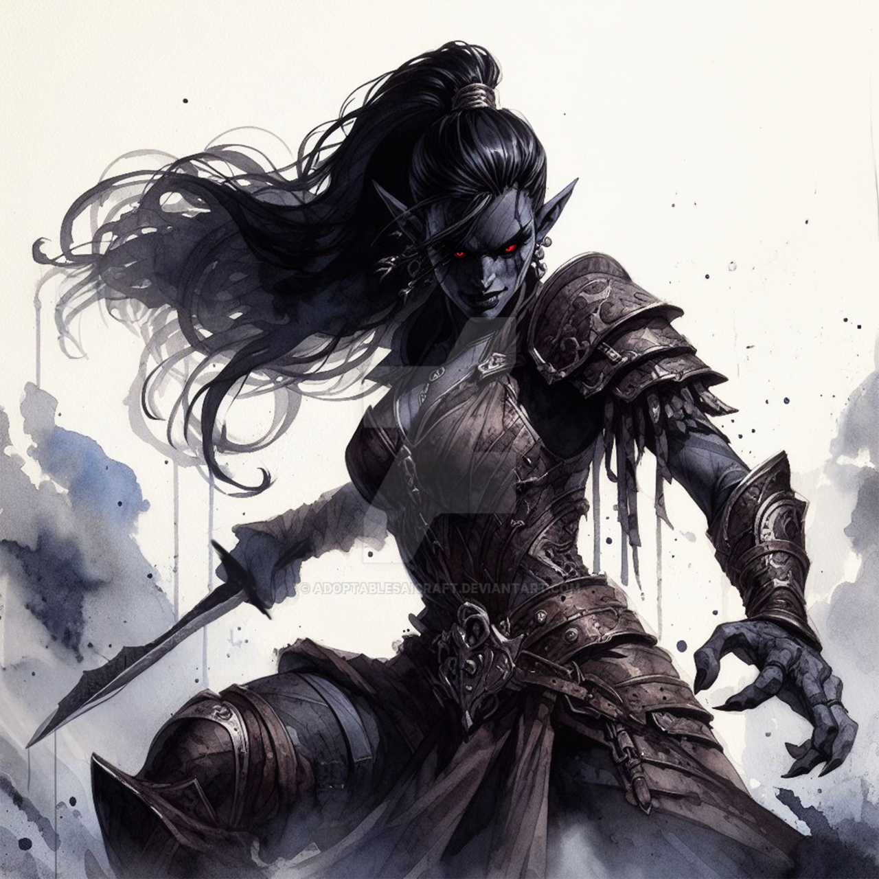 Drow Rogue Assassin Evil Female Character Art 9$ by AdoptablesAICraft ...