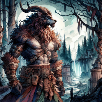 Horned Cursed Werewolf Warrior Adoptable Art