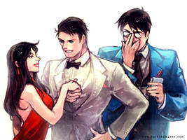 Lois Lane and Bruce Wayne and Clark Kent