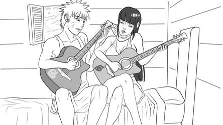 Naruto and Hinata playing guitar
