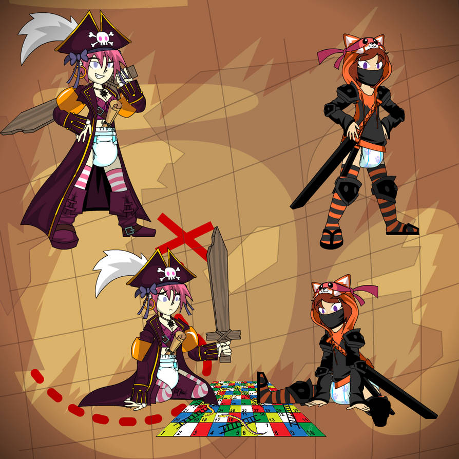 Pirate Aisha and Ninja Bonnie by Emskeleton on DeviantArt