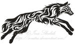 Leaping Wolf Tribal Tattoo by Avestra
