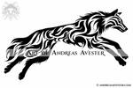 Leaping Wolf Tribal Tattoo by AndreasAvester