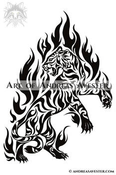 Flame Tiger Tribal Tattoo