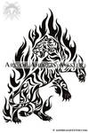 Flame Tiger Tribal Tattoo by AndreasAvester