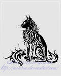 Sitting Cat Tribal Tattoo II by Avestra
