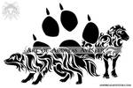 Australian Shepherd Dog and Sheep Tribal Tattoo by AndreasAvester