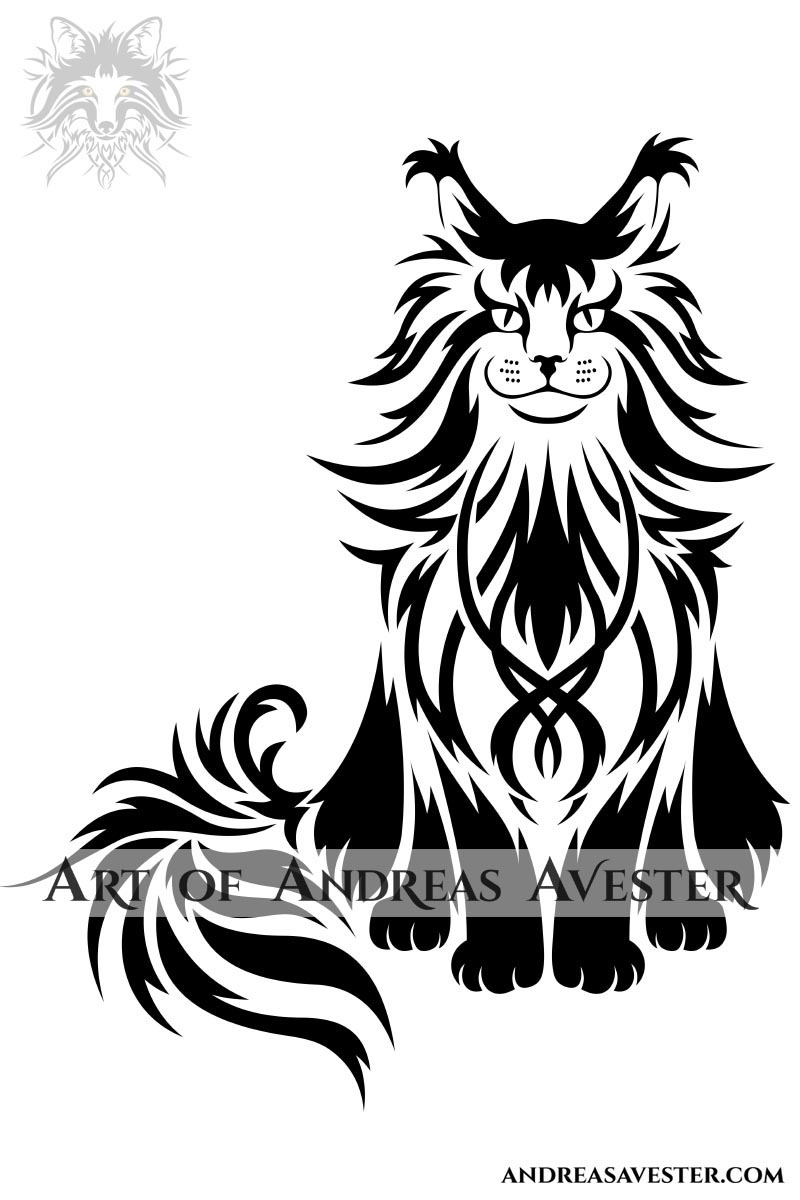 Maine Coon Tribal Design on