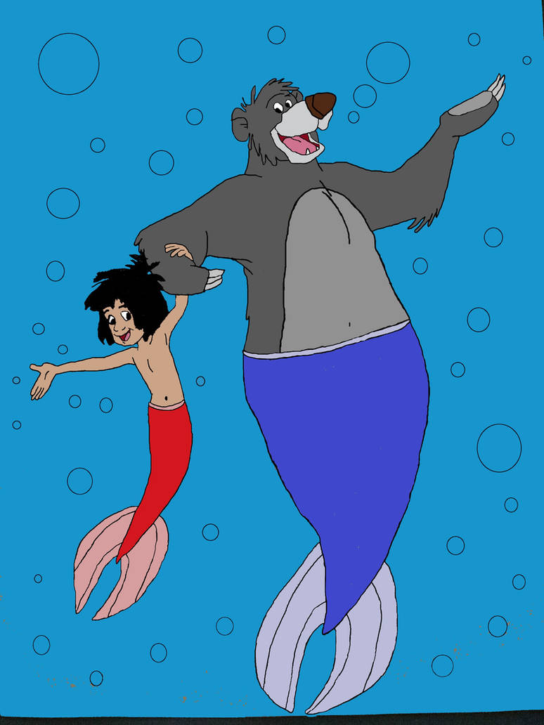 Baloo Merbear and Mowgli Merboy by Quiydaartestman on DeviantArt