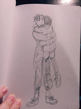 Spiderverse sketch: Peter Hugs Miles (trash dad)