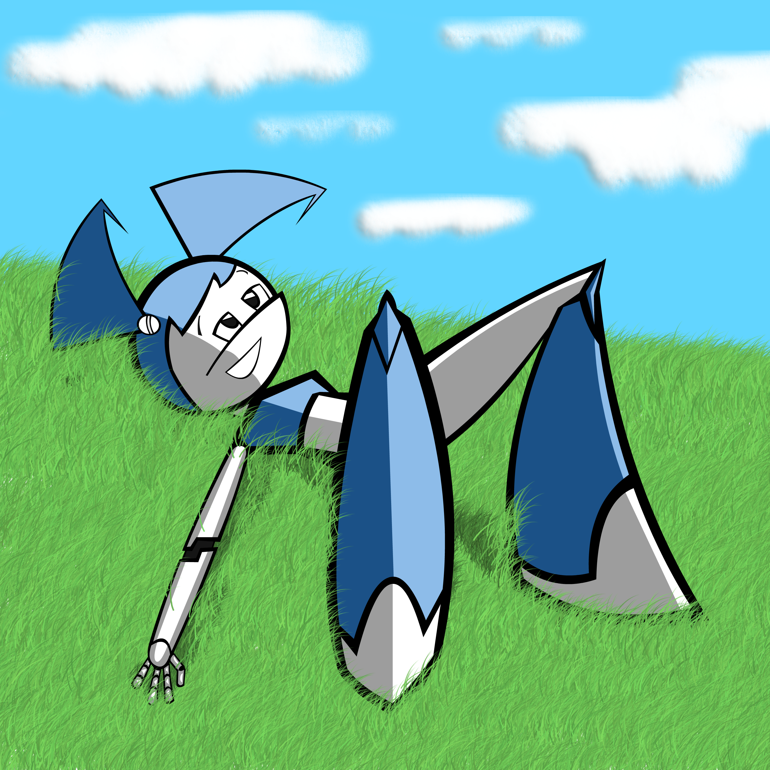 XJ-9 Jenny Wakeman Resting in a meadow of green gr