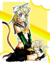 Rin and Len neko