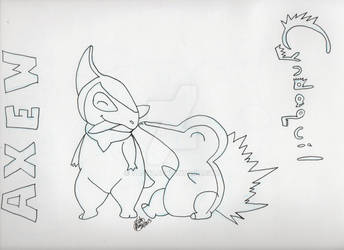 Axew and Cyndaquill - Line Art - Pokemon