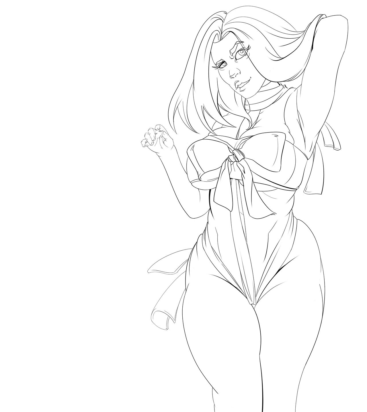 Yuna Pin Up Lineart