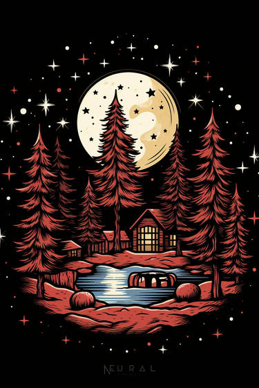 Nighttime Cabin Scene