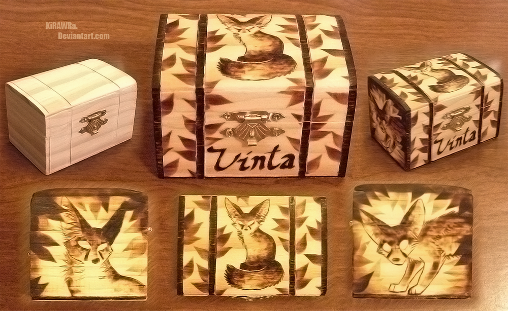 Fenuck Box Woodburned Fennec Box by KiRAWRa on DeviantArt