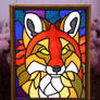 Red Fox Faux Stained Glass (Outdoor)