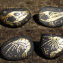 Painted Fossil Rock Magnets - Ichthy and Shrimp