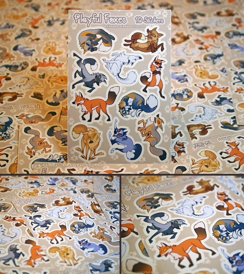 Playful Foxes Vinyl Sticker Sheets by KiRAWRa on DeviantArt