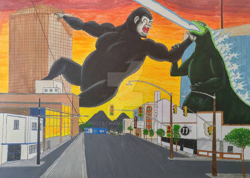 Godzilla vs King Kong on Congress St.