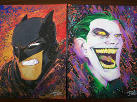 Batman and Joker paintings