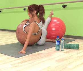 Serena's Second Pregnancy-Wk22 Yoga Ball Pose Alt1 by TNT-3D