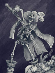 Inktober Day 25: Dangerous-Skeleton-TheMusketeer