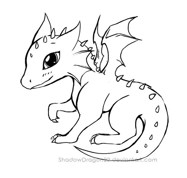 Chibi Dragon Lineart By Shadowdragon22 On Deviantart