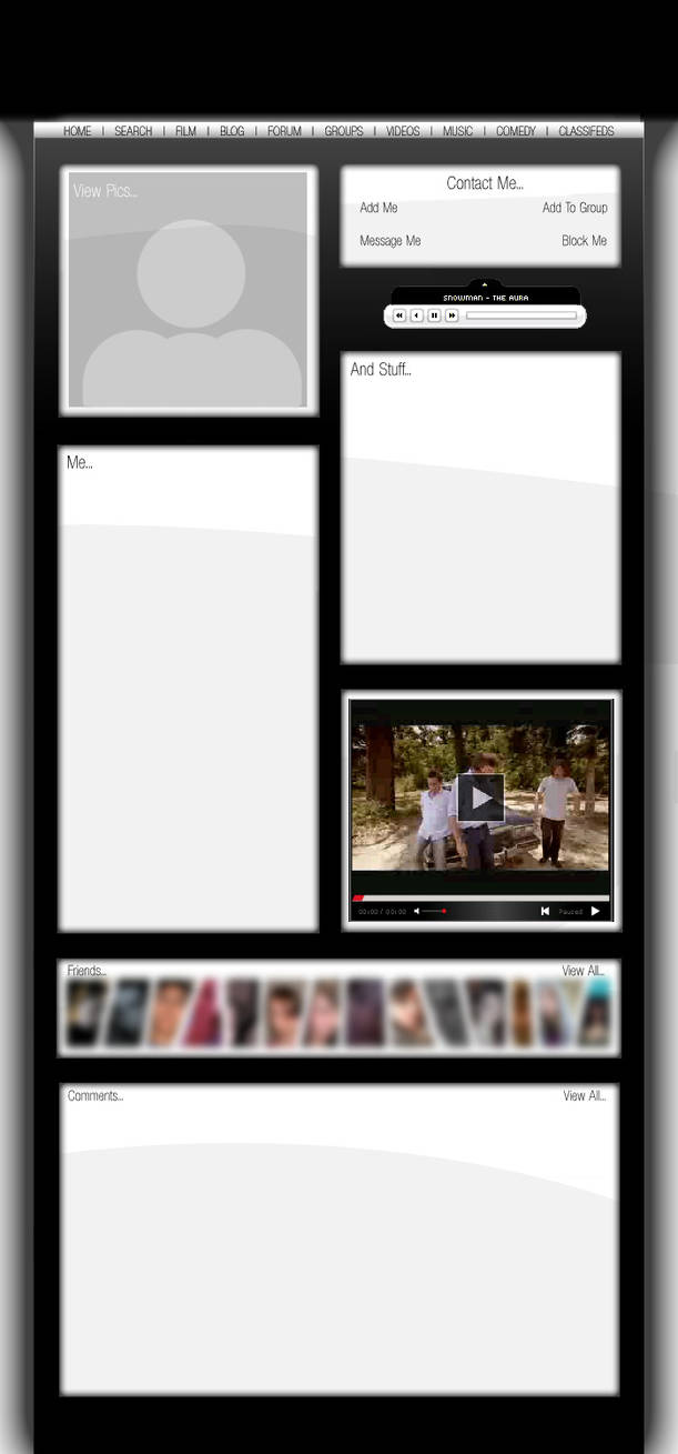 Black DIV Layout for MySpace by robo90 on DeviantArt