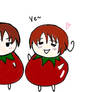 Romano and Feli as tomatoes