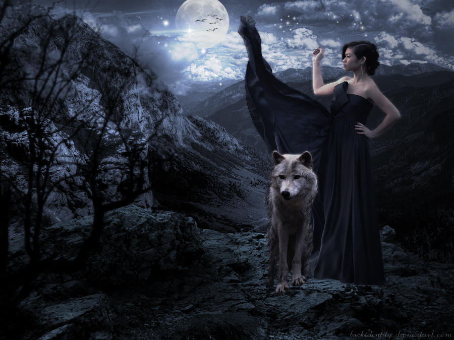 Wolf and the blue moon by LackIdentity on DeviantArt